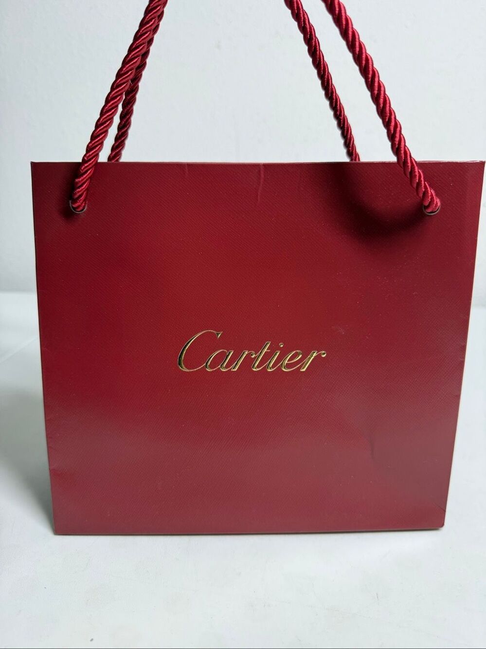 Cartier Burgundy Red Shopping Gift Bag 8.5 x 7.5 Inch Luxury Packaging